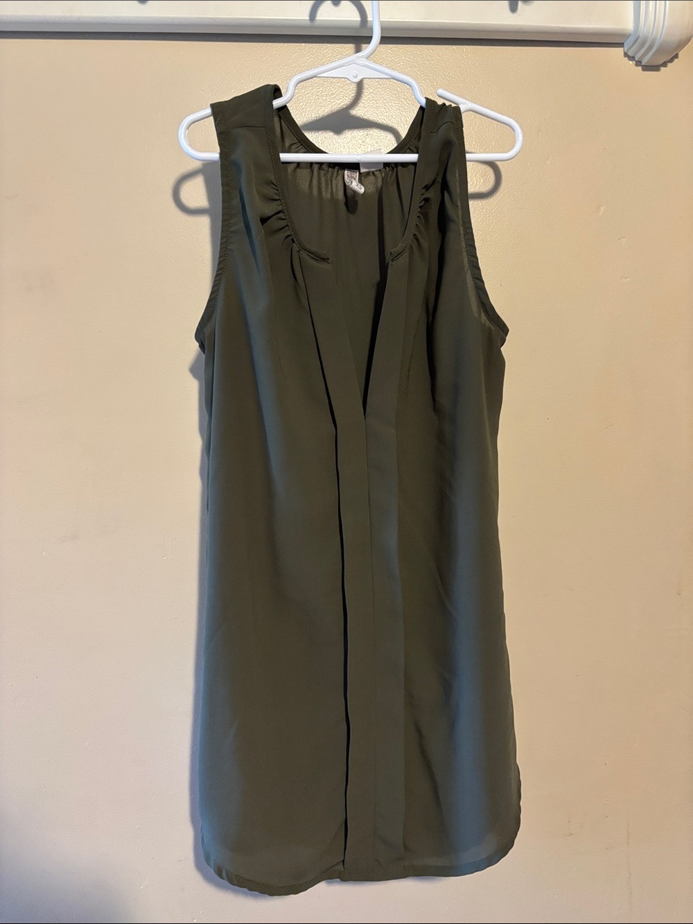 Sheer Olive Green Sleeveless Blouse